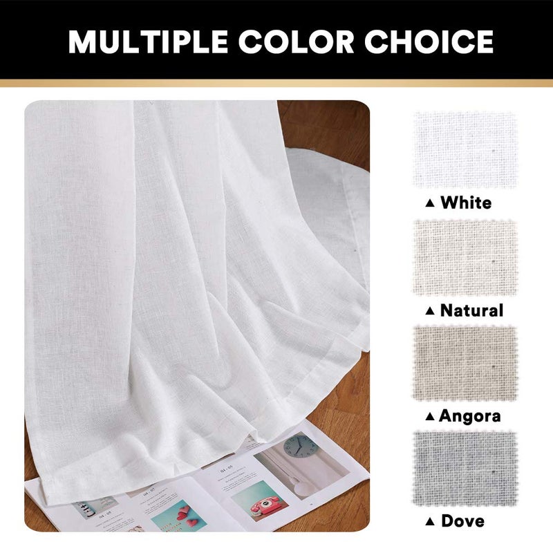 PrinceDeco Linen Curtains for Bedroom Living Room, Light Filtering Farmhouse Curtains 84 inches Long 2 Panels Set Burlap Look Farmhouse Country Decor(Off White, 52" W x 84" L) - Image 5